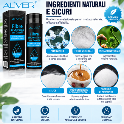 ALIVER Fibre di Cheratina per Capelli – Effetto Folto e Naturale
