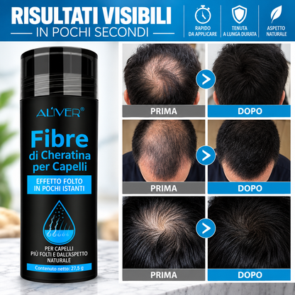 ALIVER Fibre di Cheratina per Capelli – Effetto Folto e Naturale